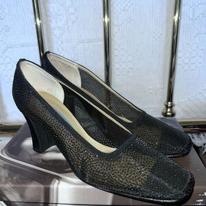 Nina Black Mesh Women's Heels